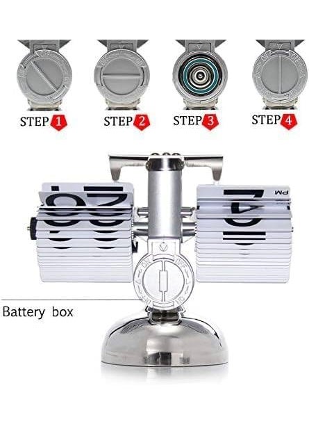 PARYAVARAN Retro Flip Dwn Clock Flip Desk Shelf Clock with Stainless Steel Flip Internal Gear Operated Small Scale Quartz Clock