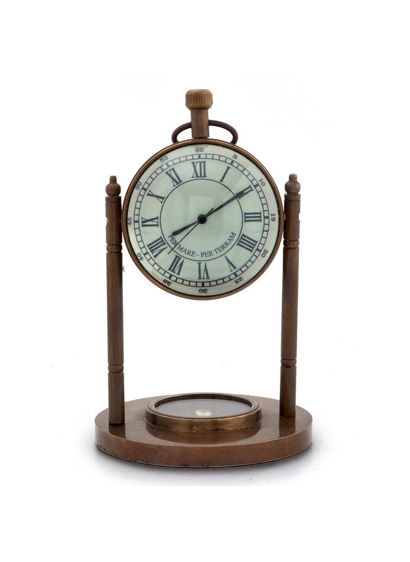 Little India Antique Clock and Compass Handicraft Brass