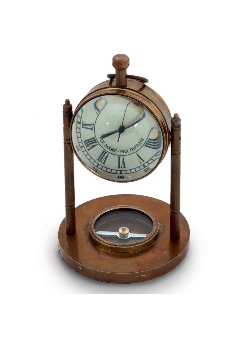 Little India Antique Clock and Compass Handicraft Brass