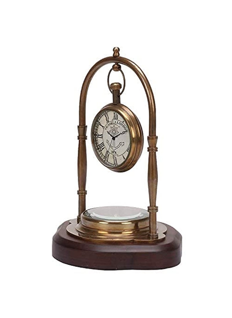 vintage collection Brass Table Clock with Compass 01245