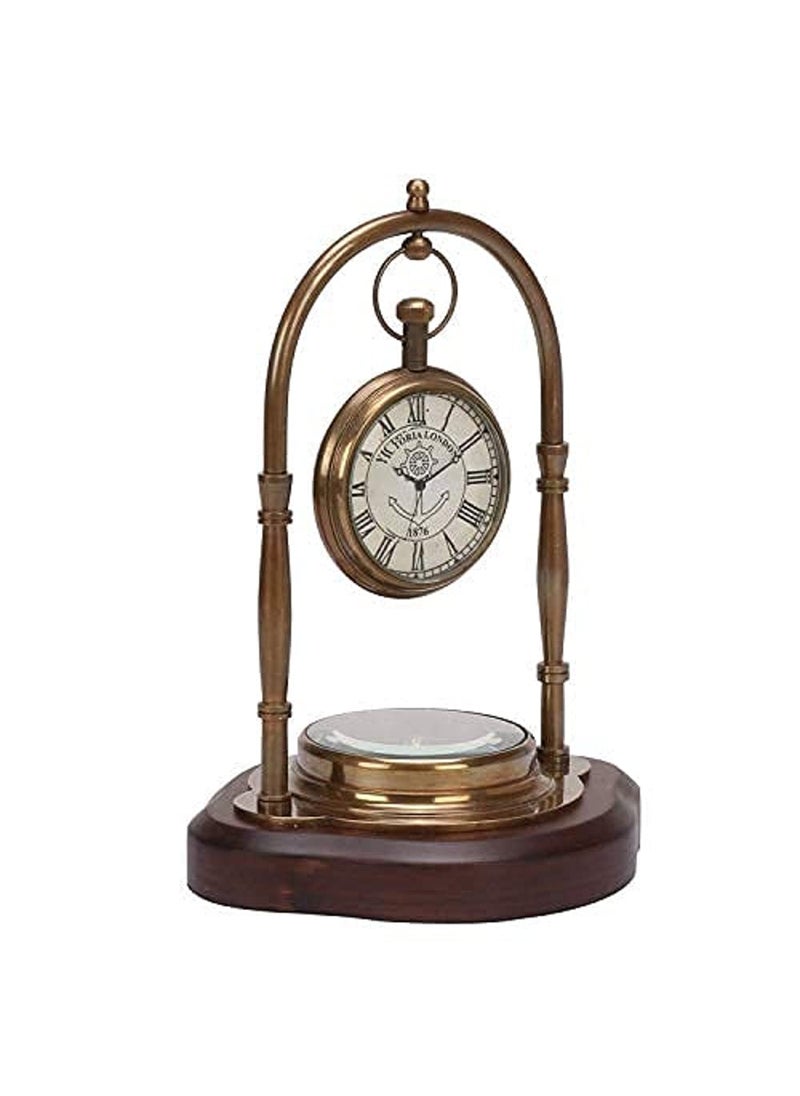 vintage collection Brass Table Clock with Compass 01245