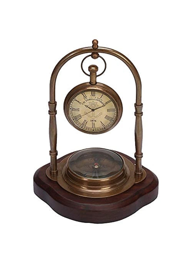 vintage collection Brass Table Clock with Compass 01245