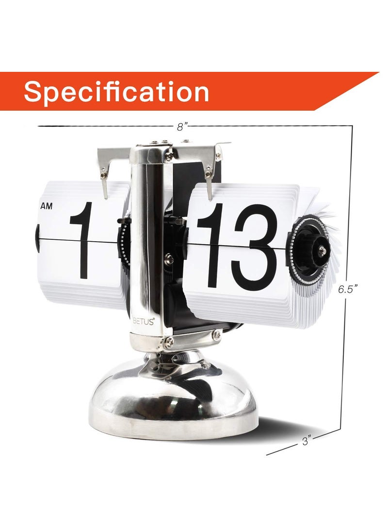Vintage Flip Down Clock Mechanical Digital Desk Clock with Internal Gear Battery Powered Modern Retro Timepiece for Home Office Set of 1