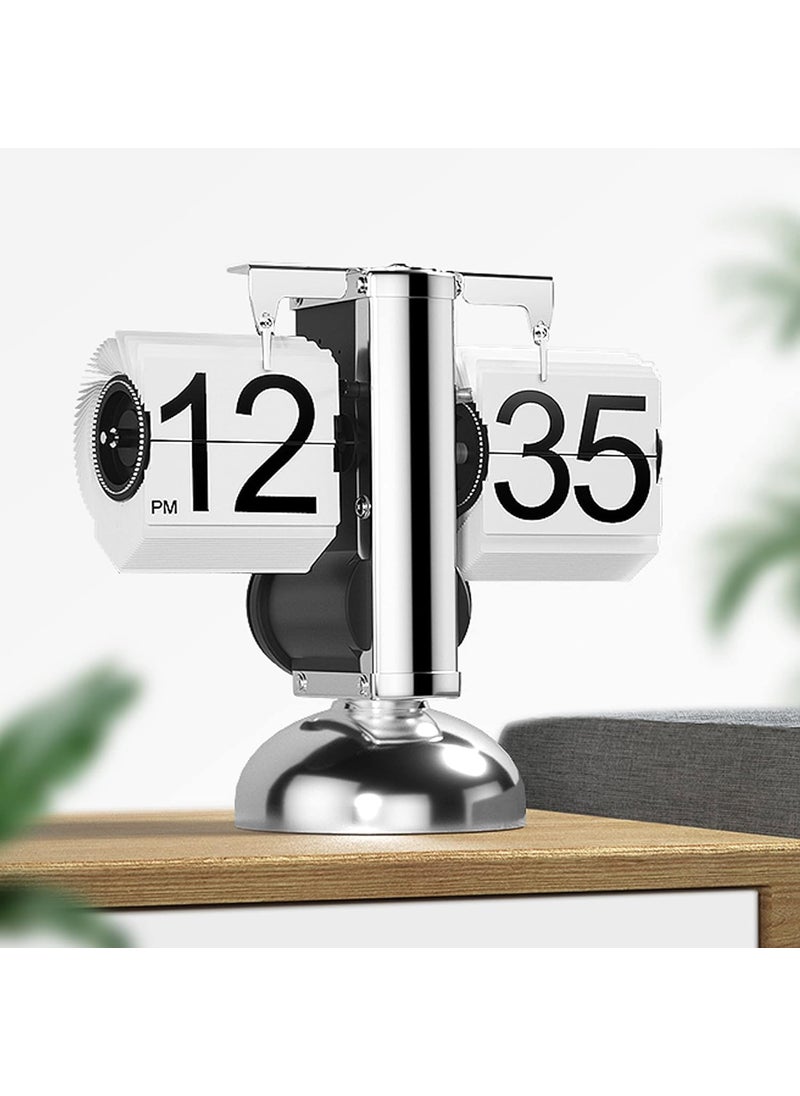 Vintage Flip Down Clock Mechanical Digital Desk Clock with Internal Gear Battery Powered Modern Retro Timepiece for Home Office Set of 1