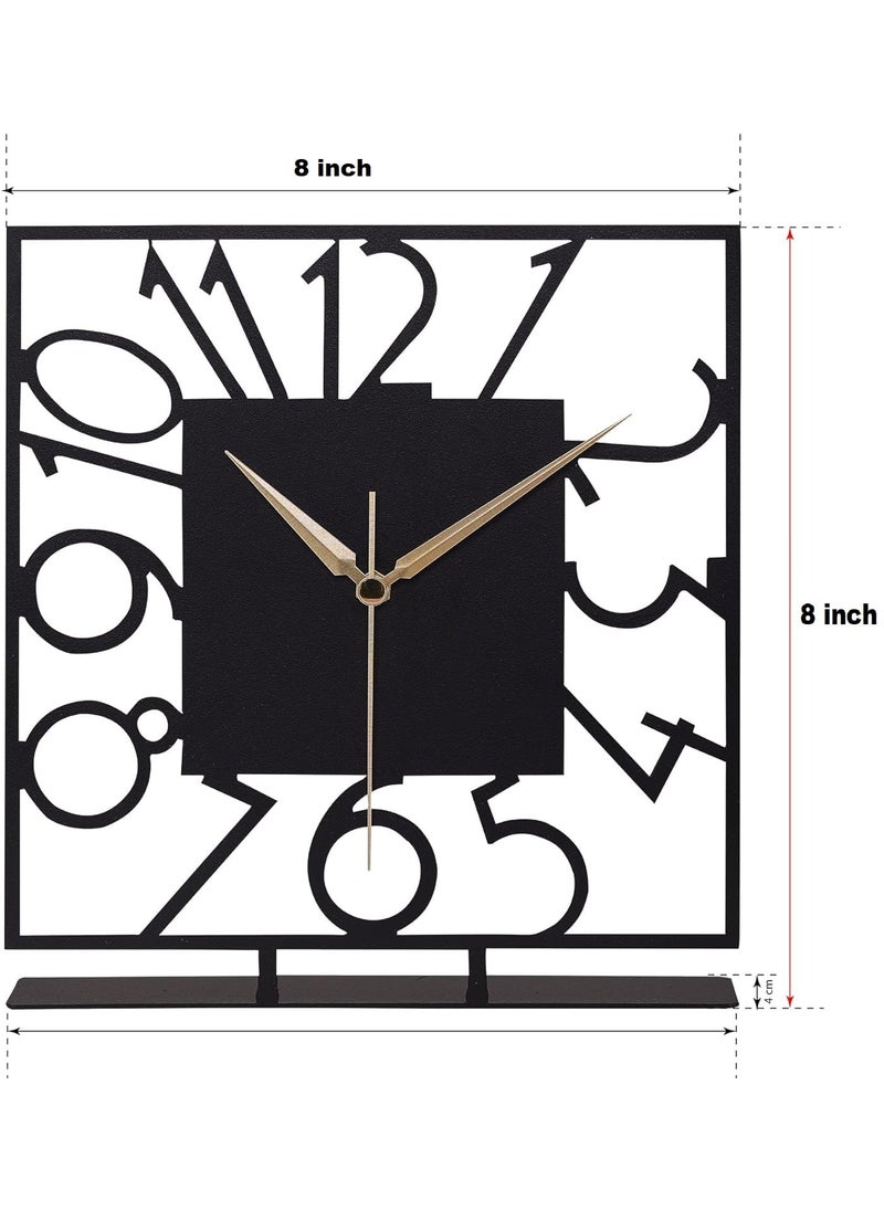 Hometrix Battery Operated Desk Clock Modern Metal Desk Clock Reloj de Escritorio para Oficina Pequea y Tranquila Junto a La Cama Desk Metal Clock Black 20 CM