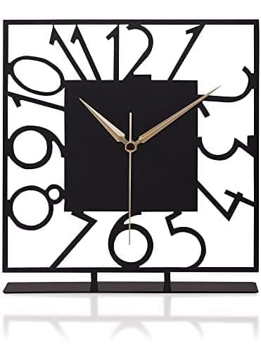 Hometrix Battery Operated Desk Clock Modern Metal Desk Clock Reloj de Escritorio para Oficina Pequea y Tranquila Junto a La Cama Desk Metal Clock Black 20 CM