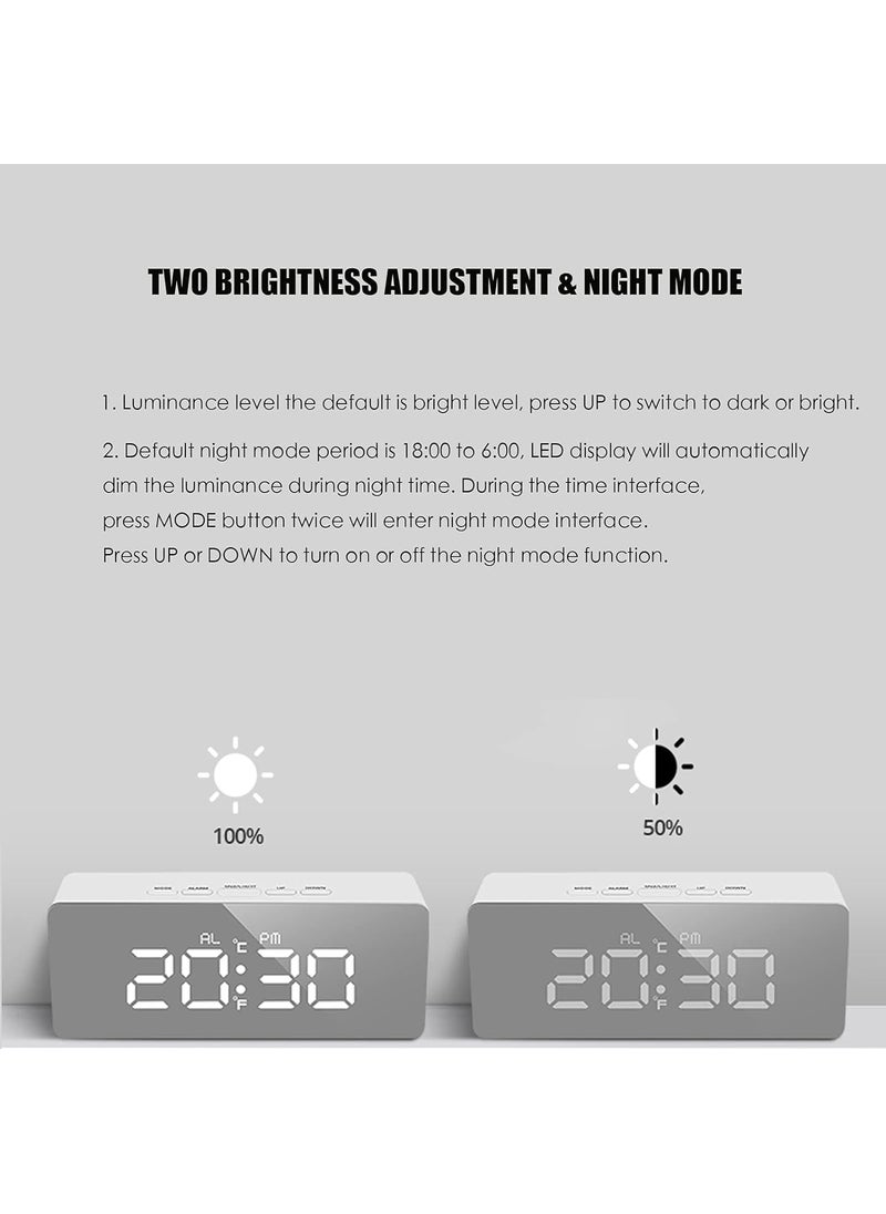 black sparrow Digital Alarm Clock Large Mirror Surface LED Clock with Dual USB Charger Port AutoCustom BrightnessEasy Snooze Function Alarm Clock for Kids Bedroom