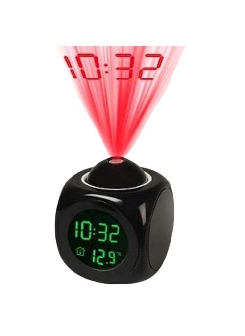 Chaher Digital LCD Voice Talking Function LED Wall Ceiling Projection Alarm Snooze Temperature Display 12hr 24hr Bedside Alarm Clock