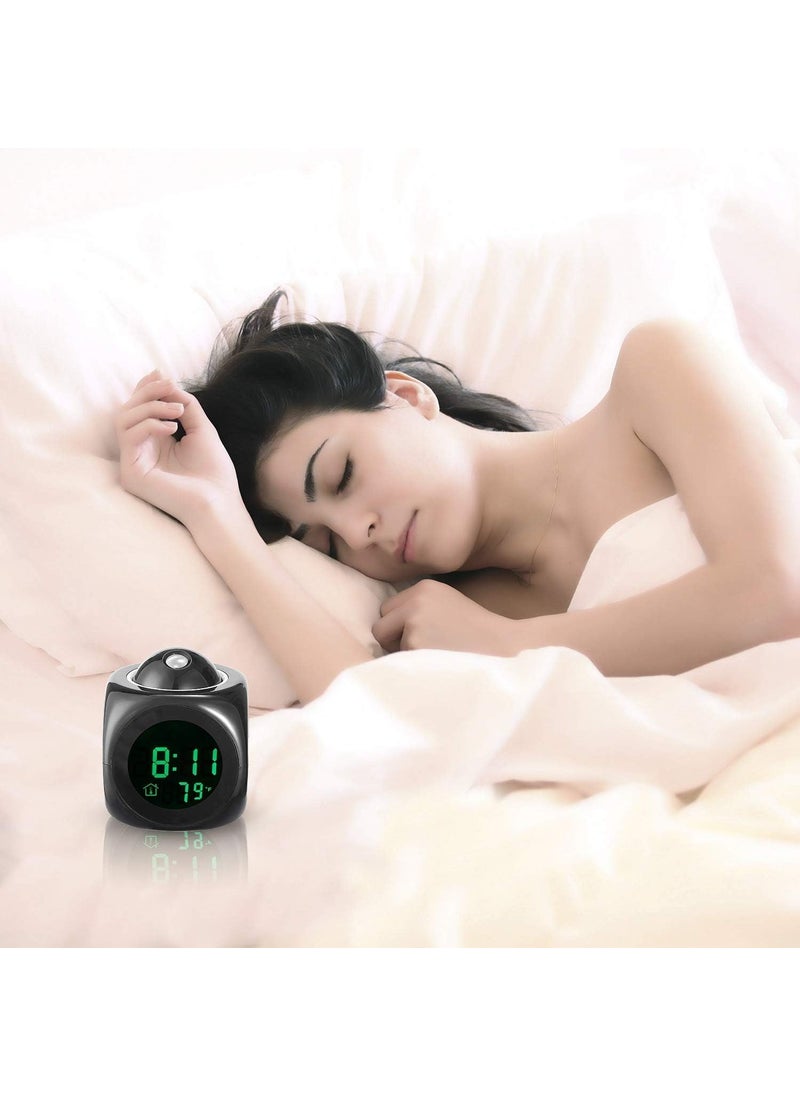 Chaher Digital LCD Voice Talking Function LED Wall Ceiling Projection Alarm Snooze Temperature Display 12hr 24hr Bedside Alarm Clock