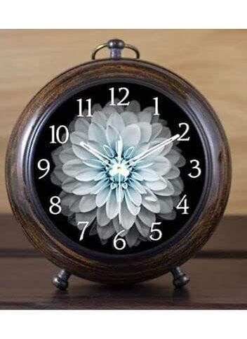 ARTIKRON Vintage Style Wooden Table Clock Large Floral Design 12Hour Display Antique