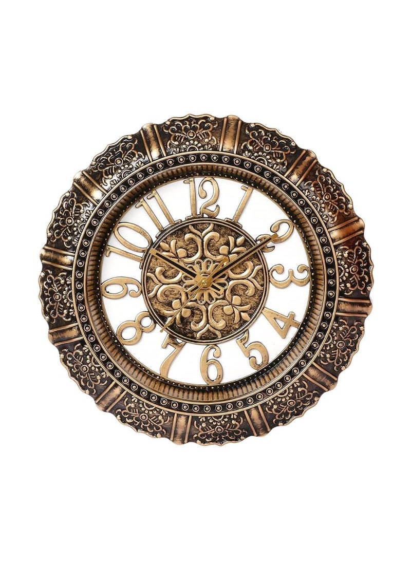 OneStoreIndia Handcrafted Designer Premium Clock in Antique Finish for Wall Clock for HomeLiving RoomBedroomKitchen 14 Inch Gold