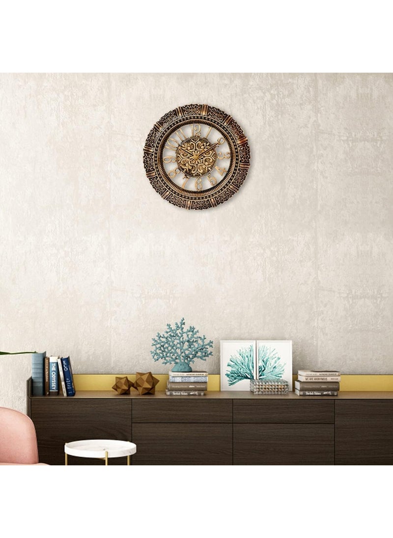 OneStoreIndia Handcrafted Designer Premium Clock in Antique Finish for Wall Clock for HomeLiving RoomBedroomKitchen 14 Inch Gold
