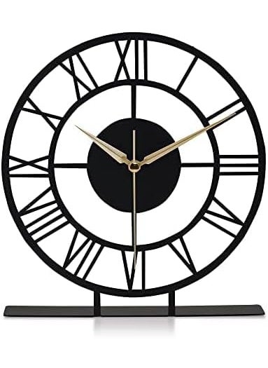 Hometrix Battery Operated Desk Clock Modern Metal Desk Clock Reloj de Escritorio para Oficina Pequea y Tranquila Junto a La Cama Desk Metal Clock Size20 CM