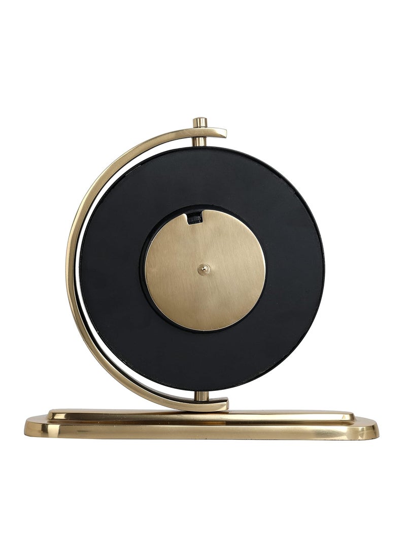 Decor de Maison Handcrafted Black Gold Aleksi Table Clock for Living Room Bedroom Study Table Centre Table Office Desk Kids Room 9 inch HeightMetal Analog