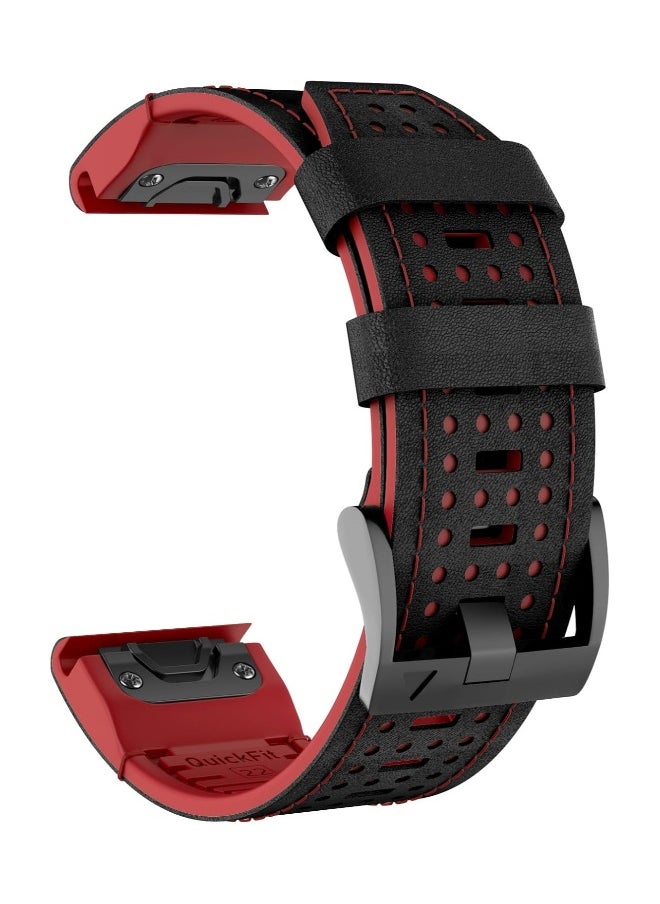 Silicone Watch Strap for Fenix 7 Genuine Leather Strap with Silicone Lining Stitching Soft and Breathable Suitable for Fenix 7 Pro Fenix 6 Pro Fenix 6 Fenix 5 MARQ D2 Series
