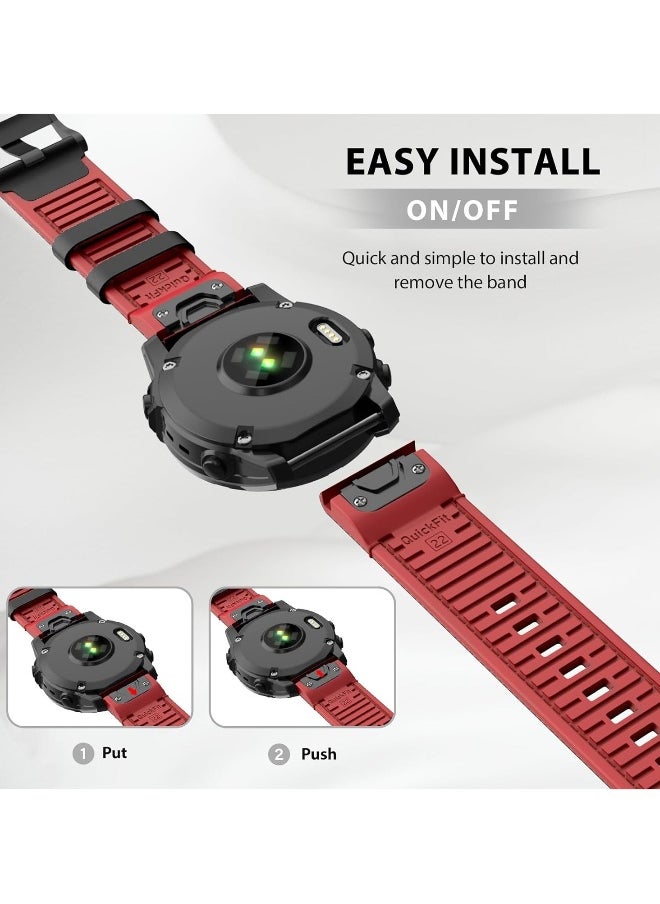 Silicone Watch Strap for Fenix 7 Genuine Leather Strap with Silicone Lining Stitching Soft and Breathable Suitable for Fenix 7 Pro Fenix 6 Pro Fenix 6 Fenix 5 MARQ D2 Series