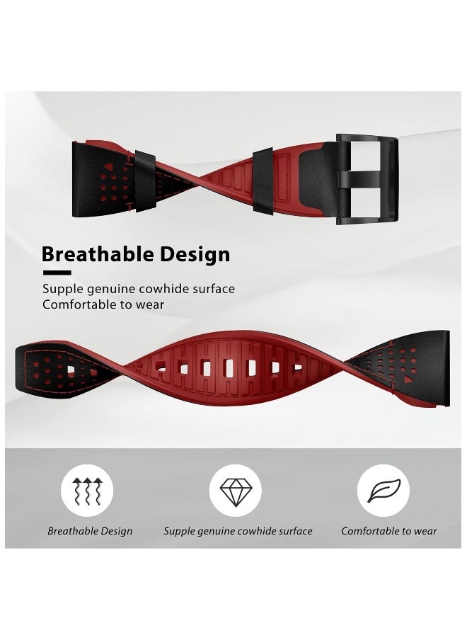 Silicone Watch Strap for Fenix 7 Genuine Leather Strap with Silicone Lining Stitching Soft and Breathable Suitable for Fenix 7 Pro Fenix 6 Pro Fenix 6 Fenix 5 MARQ D2 Series