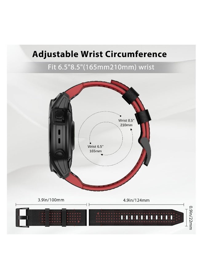 Silicone Watch Strap for Fenix 7 Genuine Leather Strap with Silicone Lining Stitching Soft and Breathable Suitable for Fenix 7 Pro Fenix 6 Pro Fenix 6 Fenix 5 MARQ D2 Series