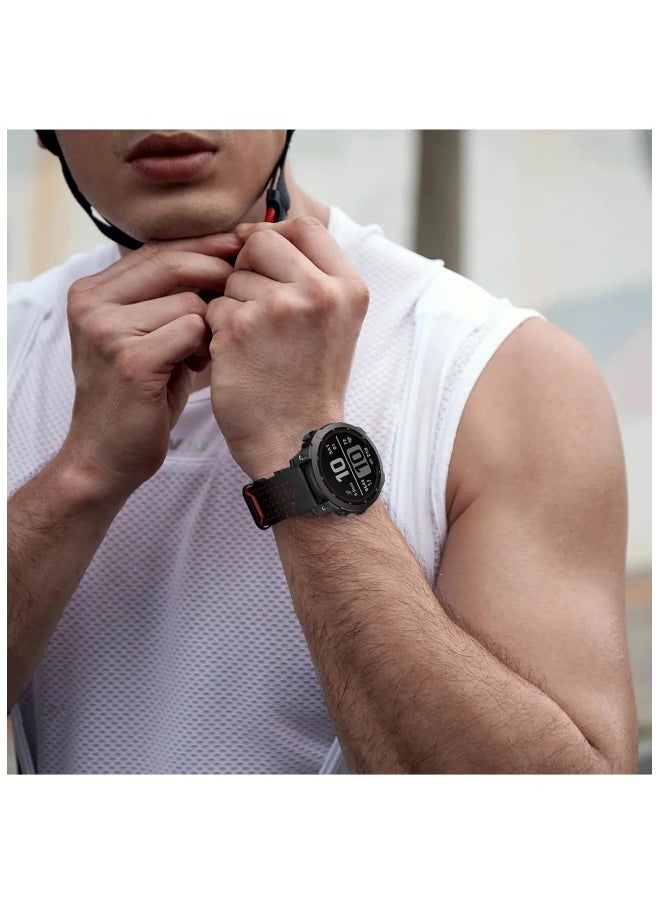 Silicone Watch Strap for Fenix 7 Genuine Leather Strap with Silicone Lining Stitching Soft and Breathable Suitable for Fenix 7 Pro Fenix 6 Pro Fenix 6 Fenix 5 MARQ D2 Series