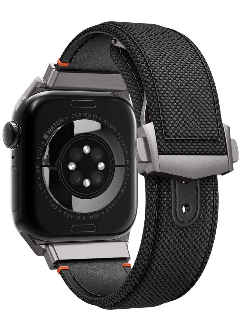 Classic Fit Apple Watch Band for Apple Watch Ultra 2/1 49mm, Series 10 46mm, 9/8/7 45mm, SE2/SE/6/5/4 44mm, 3/2/1 42mm Adjustable Loop Band Strap - Black
