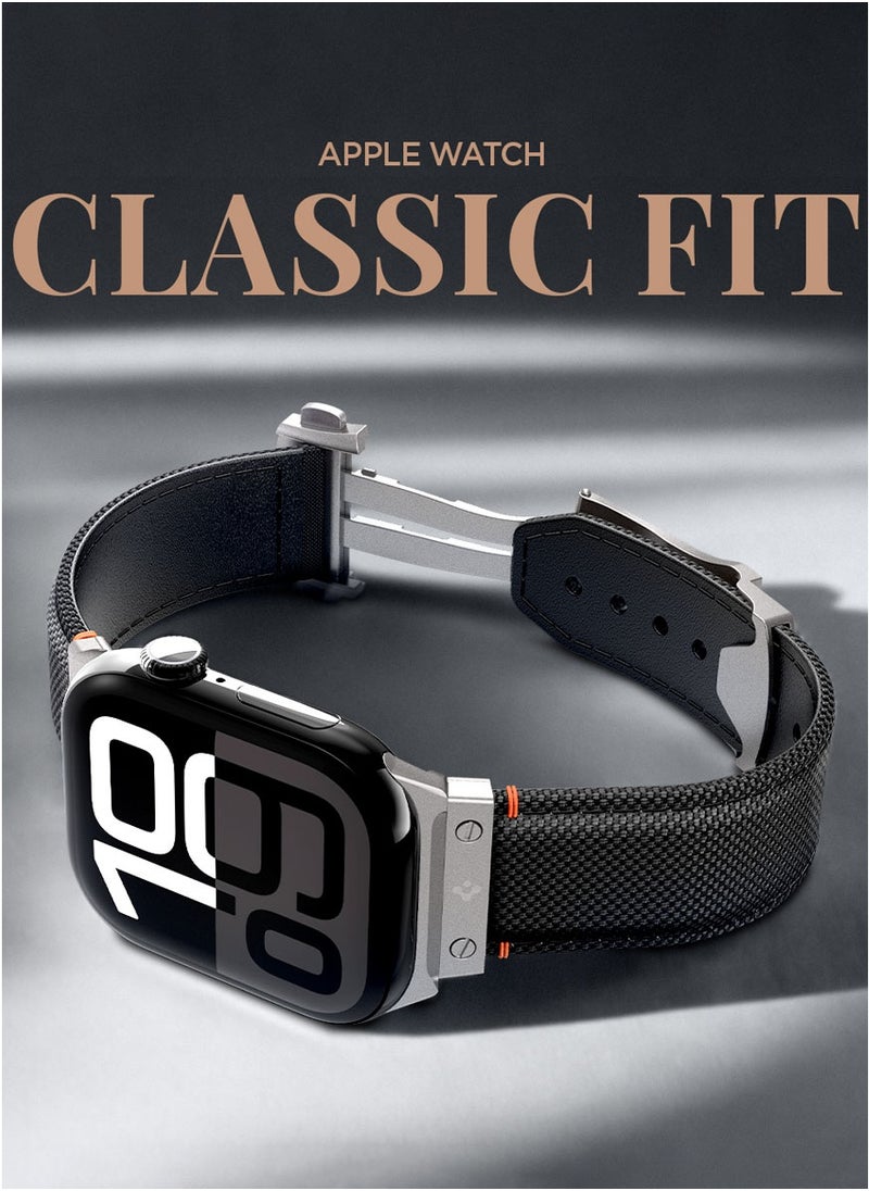 Classic Fit Apple Watch Band for Apple Watch Ultra 2/1 49mm, Series 10 46mm, 9/8/7 45mm, SE2/SE/6/5/4 44mm, 3/2/1 42mm Adjustable Loop Band Strap - Black