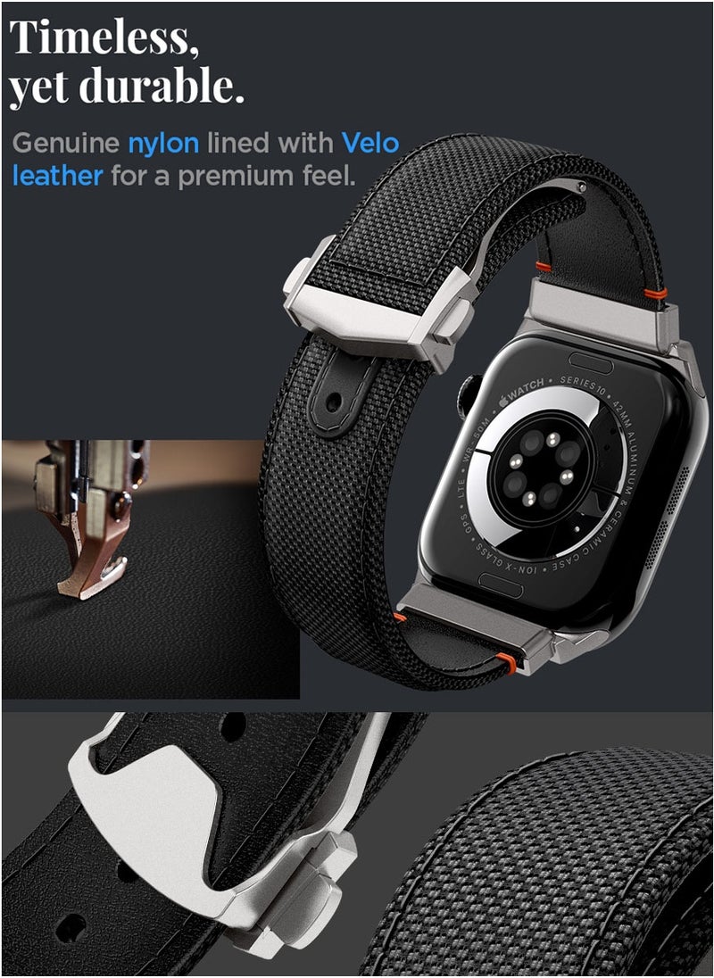 Classic Fit Apple Watch Band for Apple Watch Ultra 2/1 49mm, Series 10 46mm, 9/8/7 45mm, SE2/SE/6/5/4 44mm, 3/2/1 42mm Adjustable Loop Band Strap - Black