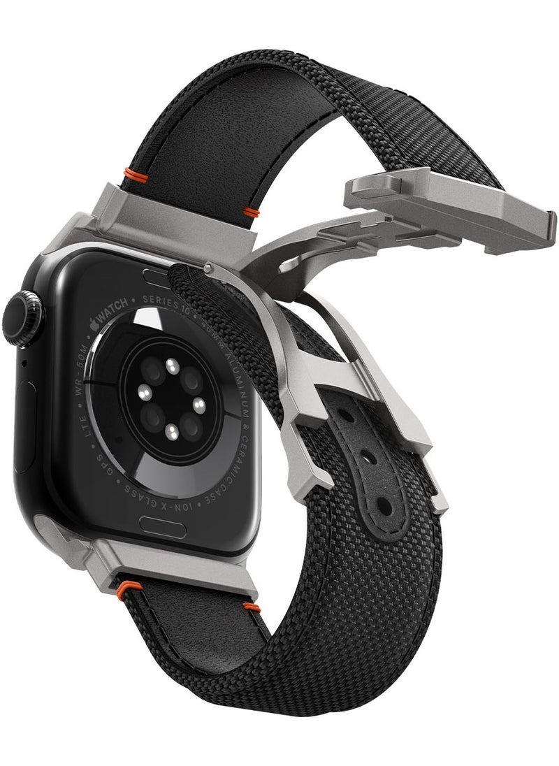 Classic Fit Apple Watch Band for Apple Watch Ultra 2/1 49mm, Series 10 46mm, 9/8/7 45mm, SE2/SE/6/5/4 44mm, 3/2/1 42mm Adjustable Loop Band Strap - Black