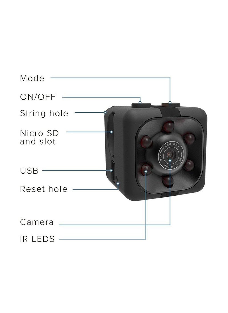 TECHNOVIEW 1080P Mini Spy Camera with Low Light Vision Video Audio Recording for Home Indoor Outdoor Security Black
