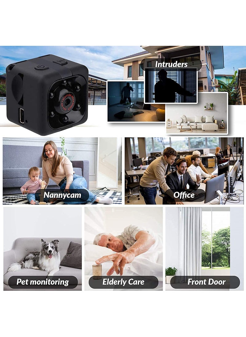 TECHNOVIEW 1080P Mini Spy Camera with Low Light Vision Video Audio Recording for Home Indoor Outdoor Security Black