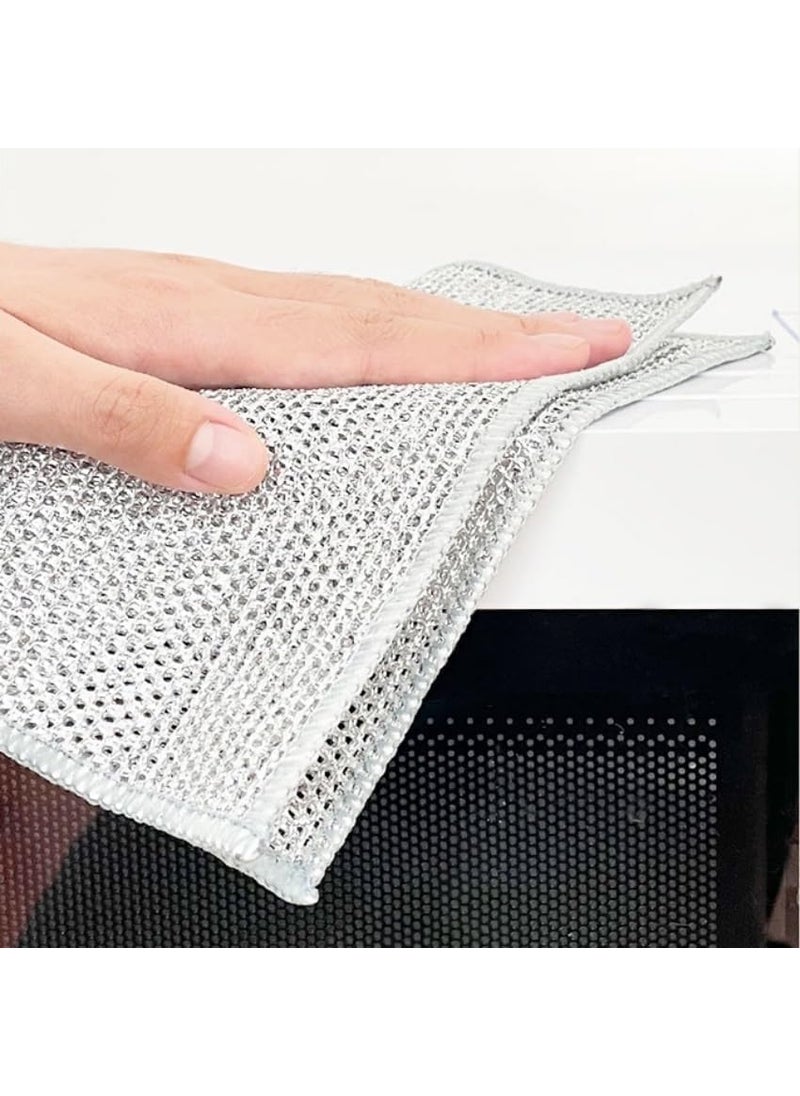 Multipurpose Wire Dishwashing Rags for Wet and Dry Stainless Steel Scrubber NonScratch Wire Dishcloth for Washing Dishes Sinks Counters Easy Rinsing Machine Washable Pack 10