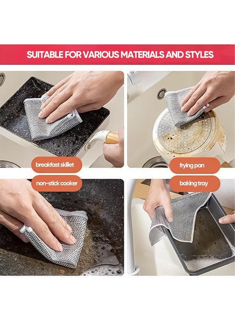 Multipurpose Wire Dishwashing Rags for Wet and Dry Stainless Steel Scrubber NonScratch Wire Dishcloth for Washing Dishes Sinks Counters Easy Rinsing Machine Washable Pack 10