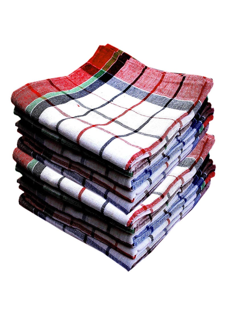 Qualcosa Kitchen Cleaning Cloth Multipurpose Kitchen Towels Cotton Dish Napkin Machine Washable Multi Coloured Checked Dish Towels Tea Towels Table Cloth 18x18 Inch Pack of 60