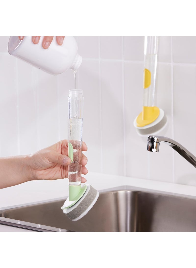 Ikeaa VIDEVECKMAL 3Piece Dish Sponge Set with Dispenser Light Green Polypropylene Plastic Polyurethane Foam Sponge