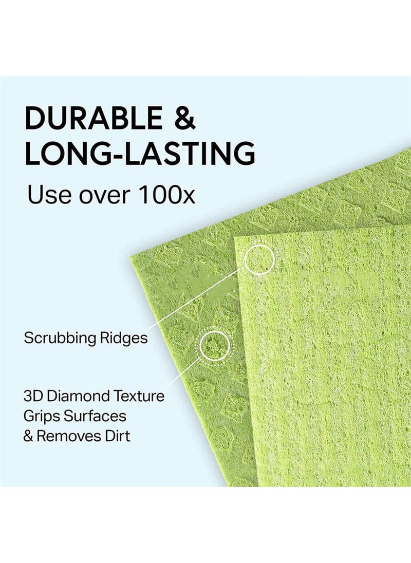 RECLUSE Swedish Dishcloths for Kitchen Bulk 15 Pack of Reusable Paper Towel Alternative Cellulose Sponge Cloths Super Absorbent OdorFree and EcoFriendly Dish Cloths