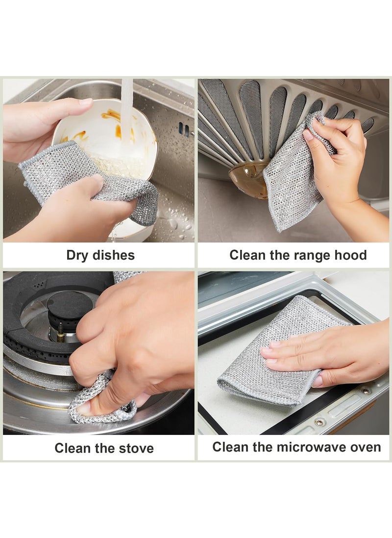 TECHNOVIBES Multipurpose Wire Dishwashing Rags for Wet and Dry Stainless Steel Scrubber NonScratch Wire Dishcloth for Washing Dishes Sinks Counters 20cm x 20cm x 05cm Pack of 10