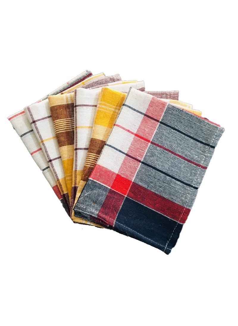 QUALCOSA KITCHEN Cleaning Cloth Multipurpose Kitchen Towels Cotton Dish Napkin Machine Washable Multi Coloured Checked Dish Towels Tea Towels Table Cloth 18x18 InchPack of 48 Pcs
