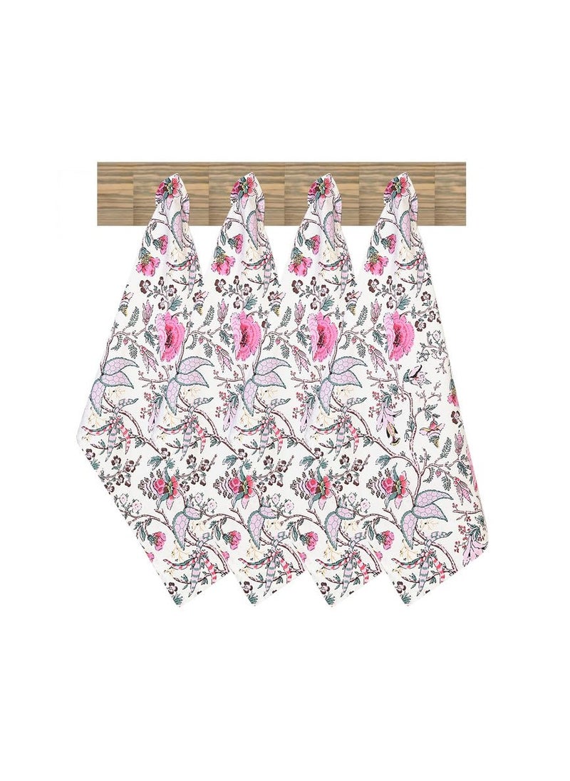 Texstylers AntiBacterial Kitchen Dish Towels XLarge 18 x 28 inch 4pc Set Cotton Printed EcoFriendly Cotton Teatowel for Quick Cleaning Drying Plates Glasses Baby Pink