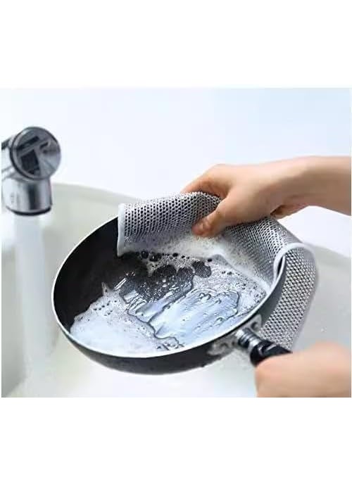 KISUASHI Multifunctional NonScratch Wire Dishcloth Steel Wire Dish Towel Multipurpose Wire Dishwashing Rags for Wet and Dry Scrubs Cleans for Dishes Sinks Counters Stove Tops 10Pcs
