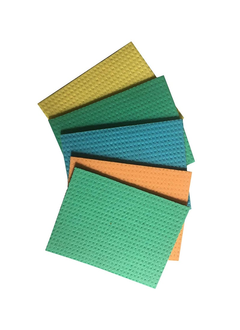 Kannu Polyester Blend Cellulose Cleaning Sponge for Kitchen 20 x 16 x 05 cm Pack of 10 Wipes Multicolour