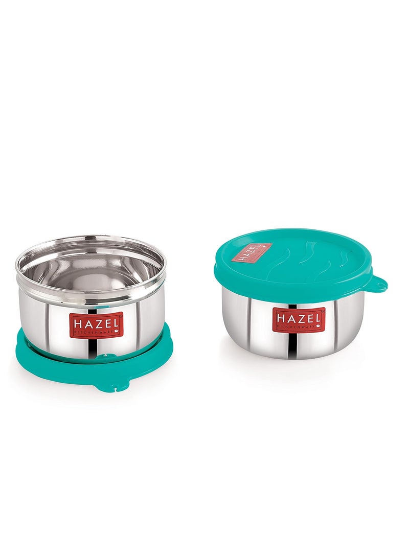 HAZEL Stainless Steel Kitchen Containers Set of 2|Storage Box for Kitchen & Tiffin Boxes|Air Tight Containers for Storage with Leak Proof Lid, 250 ML Each, Silver