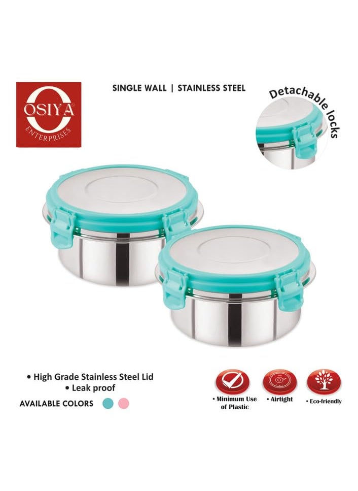 OSIYA ENTERPRISES Stainless Steel Lunch Box Set of 2 Airtight FoodGrade Stainless SteelDishwasher Freezer Safe Leakproof NonToxicIdeal for Home Office useBlue