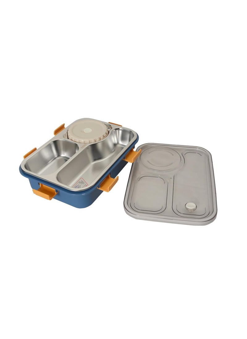 GREEN DAYS Lunch Box Sealed Stainless Steel Lunch Box with ForkChopstick Spoon Lid Office Food Container 2345 Compartment for School Kids and Adults Blue1 3 Cup800 ml