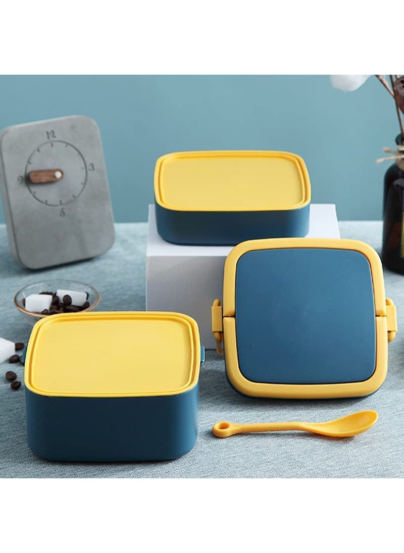 Shivaaro DoubleLayer Square Lunch Box with Handle Reusable Freezer Safe 2 Layer Portion Snack Containers for Adults and Kids Multicolor 1300ml