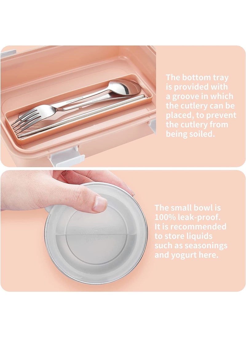 MAAKHODAL ENTERPRISE Lunch Boxes for Adults Lunch Box for Kids with Spoon Fork Durable Perfect Size for OnTheGo Meal BpaFree and Food 4 Compartment Stainless Steel Random Color 13 Liters