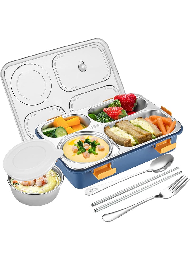 MAAKHODAL ENTERPRISE Lunch Boxes for Adults Lunch Box for Kids with Spoon Fork Durable Perfect Size for OnTheGo Meal BpaFree and Food 4 Compartment Stainless Steel Random Color 13 Liters