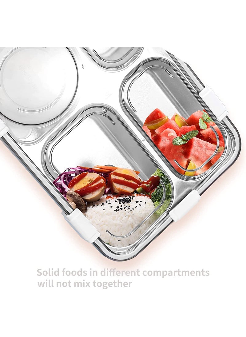MAAKHODAL ENTERPRISE Lunch Boxes for Adults Lunch Box for Kids with Spoon Fork Durable Perfect Size for OnTheGo Meal BpaFree and Food 4 Compartment Stainless Steel Random Color 13 Liters
