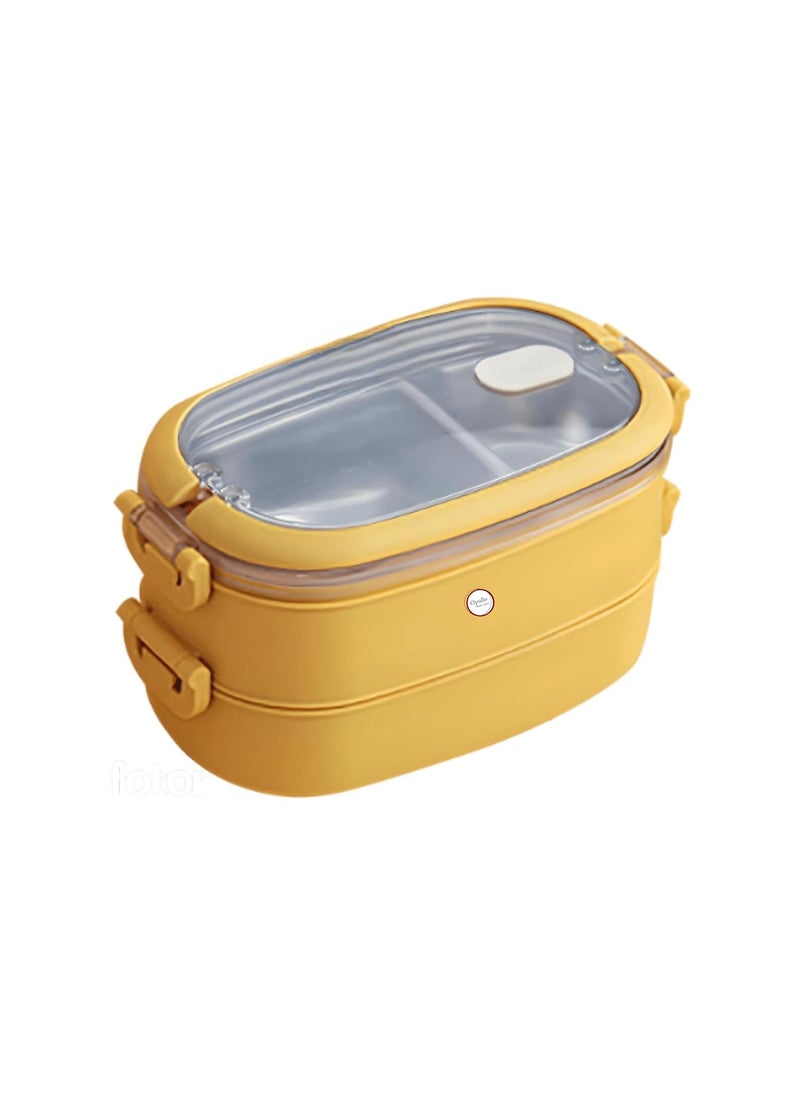 Opullo Mothers Choice Lunch Boxes for Office Men Steel Lunch Box with Compartments Lunch Boxes for Office Men Tiffin Box for Women Tiffin Box Steel 1500 Ml Yellow