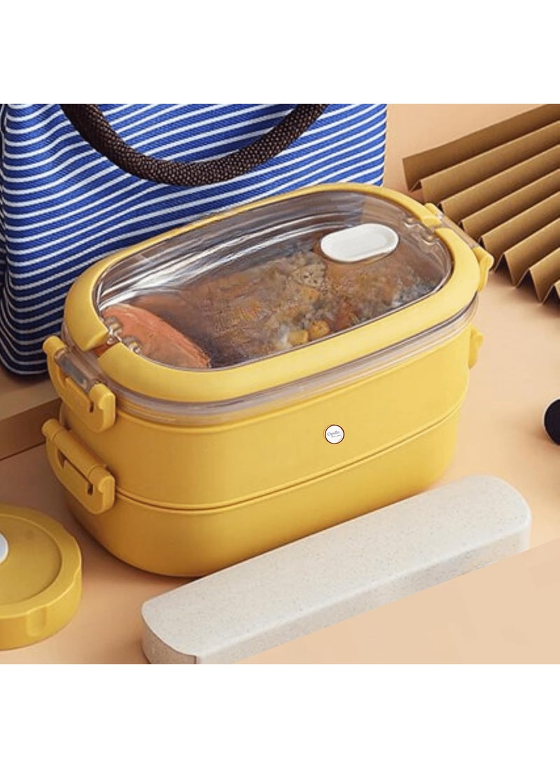 Opullo Mothers Choice Lunch Boxes for Office Men Steel Lunch Box with Compartments Lunch Boxes for Office Men Tiffin Box for Women Tiffin Box Steel 1500 Ml Yellow