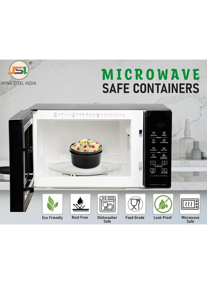 JSI Stainless Steel Microwave Safe Lunch ContainersStorage Boxes for Fridge Office Home Kitchen Pack of 4 Pcs 450ml Highly Durable Sturdy Nonbreakable Plastic Lid Airtight Containers