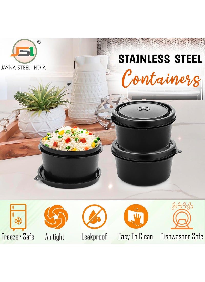 JSI Stainless Steel Microwave Safe Lunch ContainersStorage Boxes for Fridge Office Home Kitchen Pack of 4 Pcs 450ml Highly Durable Sturdy Nonbreakable Plastic Lid Airtight Containers